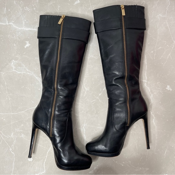 Michael Kors Black Leather Caroline Tall Boots With Box - Picture 9 of 16